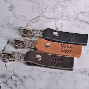 Fastener buckle, Custom Leather zipper slider, leather zipper puller or zipper slider for clothing bags shoes Personalized Leather clasp