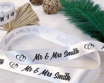 Wedding personalization ribbon, custom strip for wedding, satin custom ribbon, wedding favor tags and ribbon, brand satin ribbon, 3 cm wide