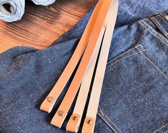 Leather straps for baskets, handles for crochet and knitting shopper, 65x1.5 cm, vegetable tanned Replacement straps attached on screws