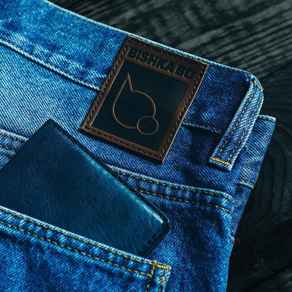 Custom leather cheap jeans