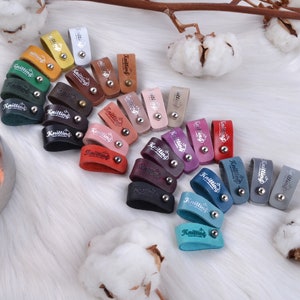 Knitting Tags, Knitting Labels, Crochet Labels, Leather Tags, colored leather labels, Handmade tags,  label for crochet items