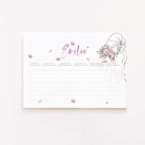 Stundenplan, ELLIDA, Blumenmädchen, personalisiert, DIN A4