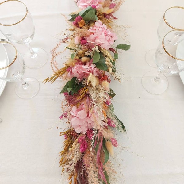 Centre de table en fleurs séchées PERSONNALISABLE,  décoration de table,  chemin de table mariage