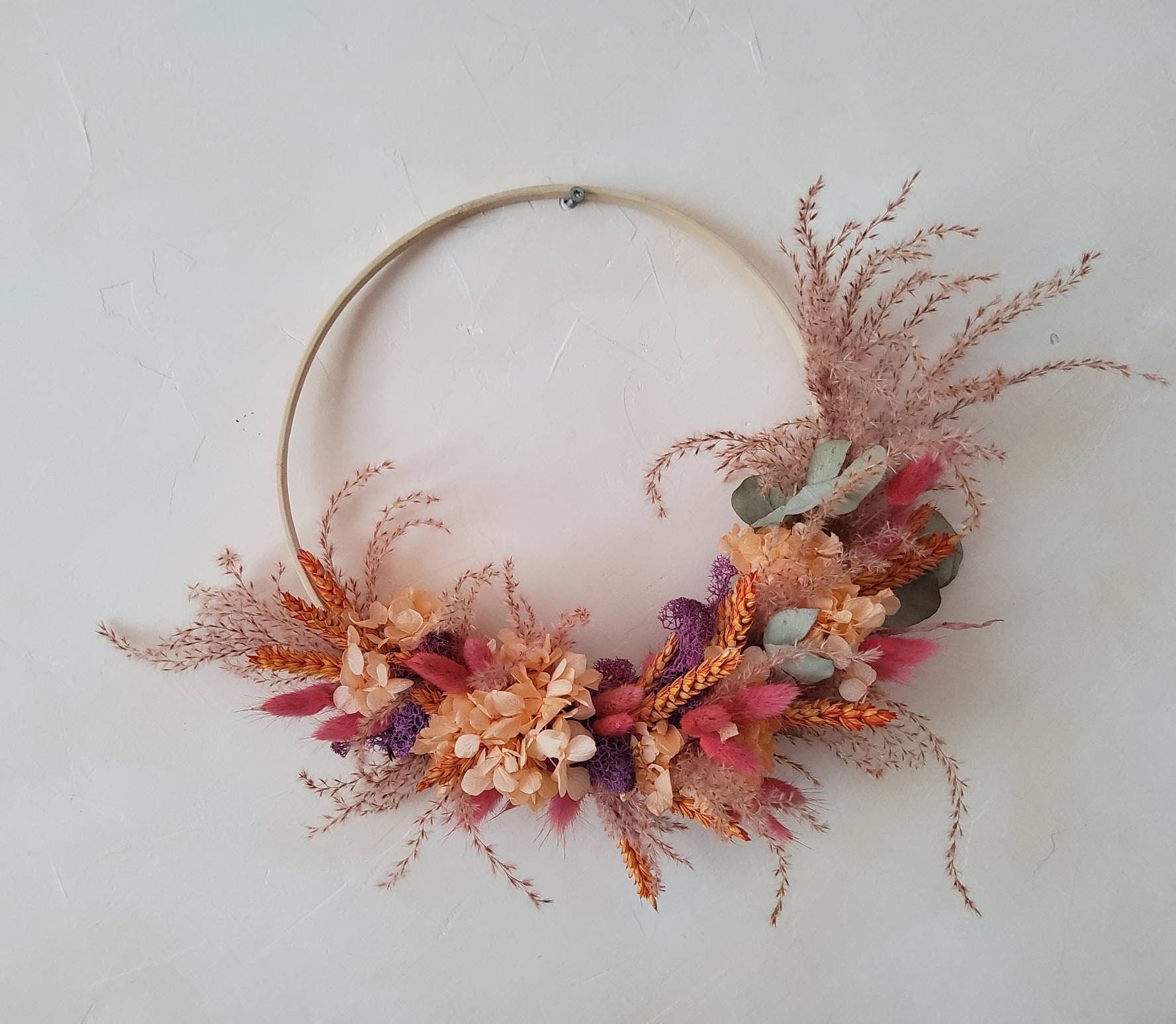 Couronne de Fleurs Séchées/Couronne à Accrocher Suspendre