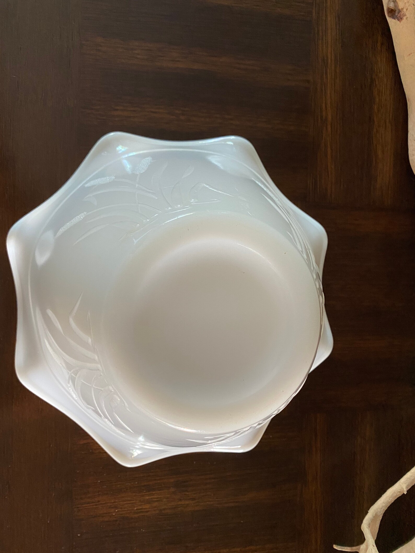 Vintage Milk Glass Bowl by Hazelatlas With Cattails and Wavy Etsy