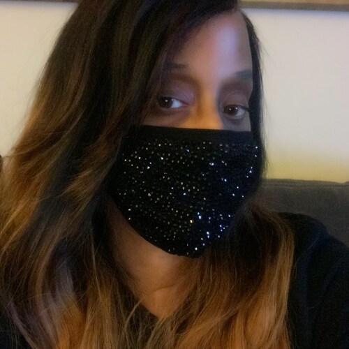 BLACK RHINESTONE BLING Mask