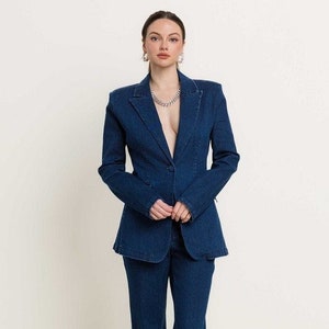 Denim pants suit sets outlet