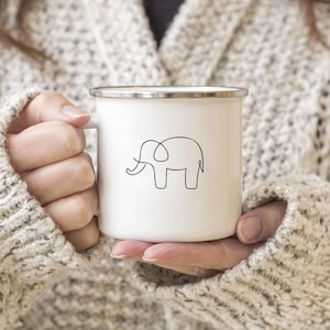 Elephant enamel mug | Minimalist | Birthday gift | Gift | Family | Individual