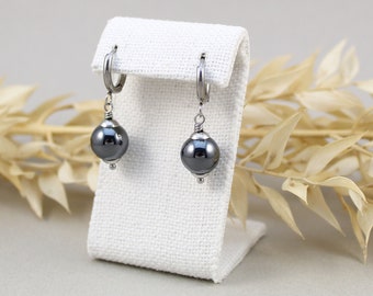 Delicate Hematite Earrings, Stainless Steel