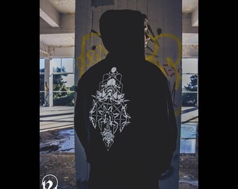 Rotten Halo unisex zipper hoodies Constructive chaos dark abstract design