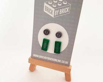 LEGO® Money earrings - dollars, 5 coins - 2 pack geek earrings surgical steel