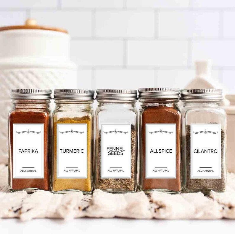 Custom spice jar labels waterproof stickers for herbs spices etsy uk