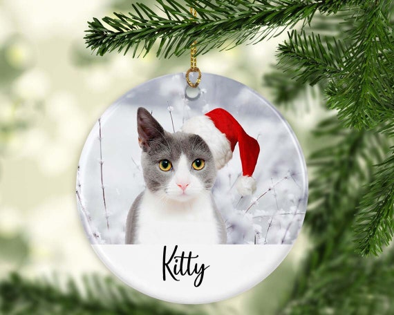 Cat w/Santa Hat Ornament 