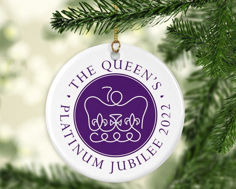 2022 Platinum Jubilee Christmas Ornament - Queen Elizabeth II Platinum Jubilee Commemorative -  The Queen's Platinum Jubilee Emblem 