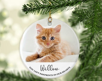 Personalised Cat Photo Memorial Ornament: Christmas Tree Ornament