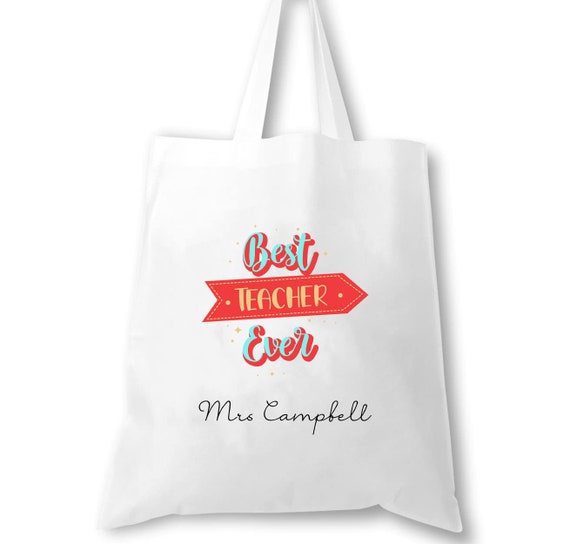 Best Teacher Ever Tote Bag Custom Teacher Tote Bag Tote Bag Etsy