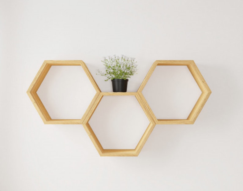 Hexagon Shelves Hexagon Wall Shelf Hexagon Wall Decor Etsy UK