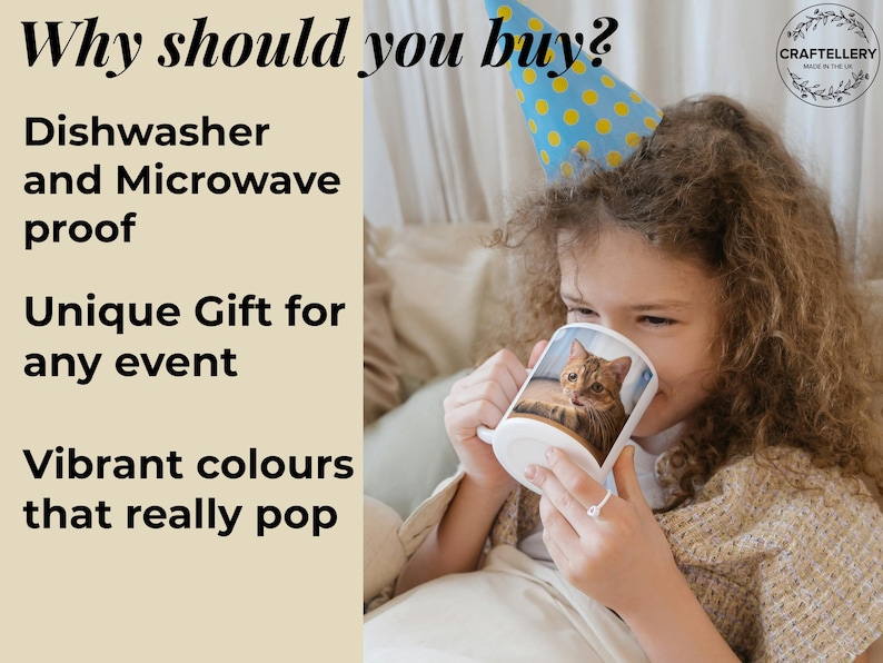 Benefits, dishwasher proof, unique gift with vibrant colours that really pop