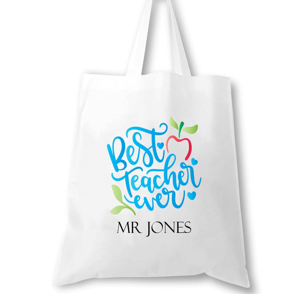 Best Teacher Ever Tote Bag, Custom Teacher Tote Bag, Tote Bag, Teacher ...