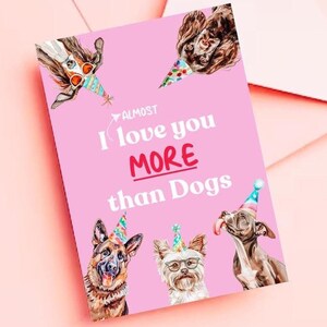 Dog card, love card, Valentine's Day card, Dog lover, Greeting card, I love you, Dog Valentine card, Dog, Card for dog owners, dog owner