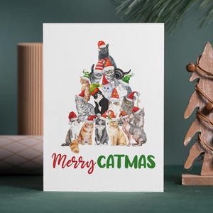 Merry Catmas Cat tree, Cat Christmas card, Cat card, Christmas card, Cat lover, Holiday Card, Greeting card, Merry Christmas