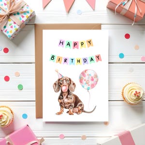 Dachshund Birthday card, Birthday card, dog lover, Dog birthday card, Dachshund, Birthday party, cute cards, dog party, Dog Birthday