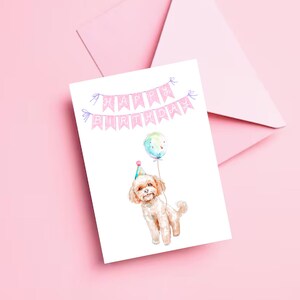 Poodle Birthday card, Birthday card, dog lover, Dog birthday card, poodle, Birthday party, cute cards, dog party, Dog Birthday