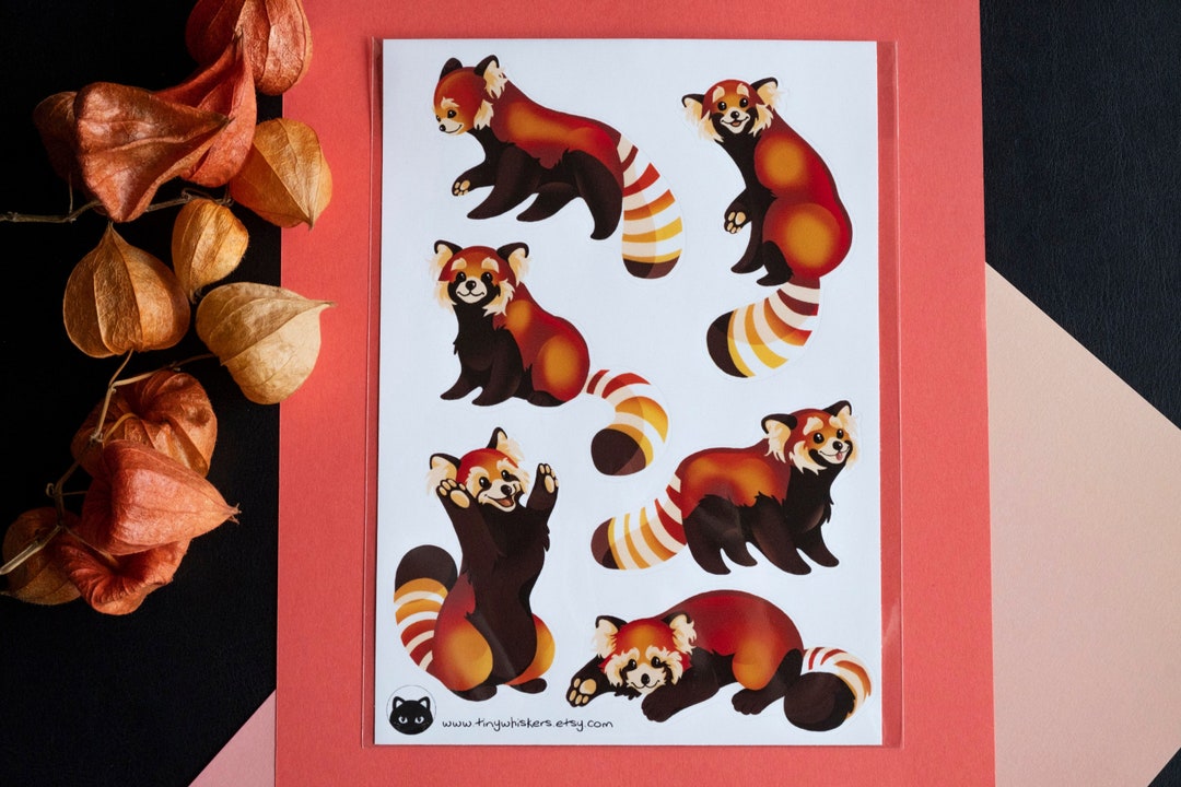 Cute Red Panda Stickers, Sticker Sheet, Matte Vinyl, A5 - Etsy