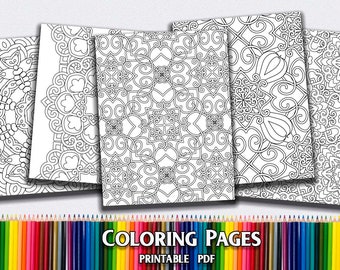 Printable Coloring Pages for Adults Instant Download PDF, Grown-up Coloring Pages