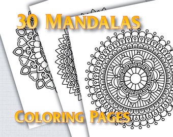 Mandala coloring pages for adults, 30 Printable Coloring Pages Instant Download