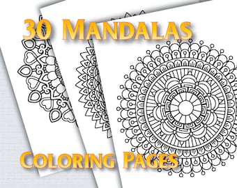 Mandala coloring pages for adults, 30 Printable Coloring Pages Instant Download