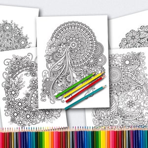 Floral Coloring Pages for Adults 15 Printable Coloring Pages Instant Download PDF Grown-up Coloring Pages Mandala Coloring image 4