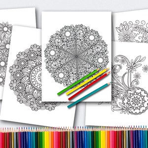 Floral Coloring Pages for Adults 15 Printable Coloring Pages Instant Download PDF Grown-up Coloring Pages Mandala Coloring image 3