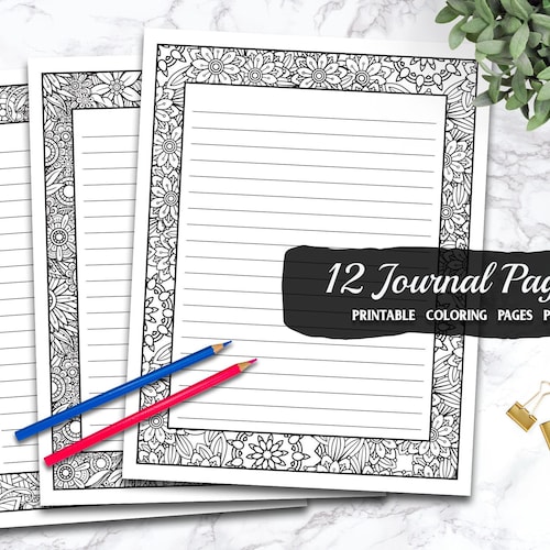 Journal Coloring Pages Set of 12 Pages Printable PDF - Etsy