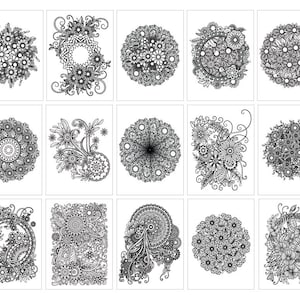 Floral Coloring Pages for Adults 15 Printable Coloring Pages Instant Download PDF Grown-up Coloring Pages Mandala Coloring image 5