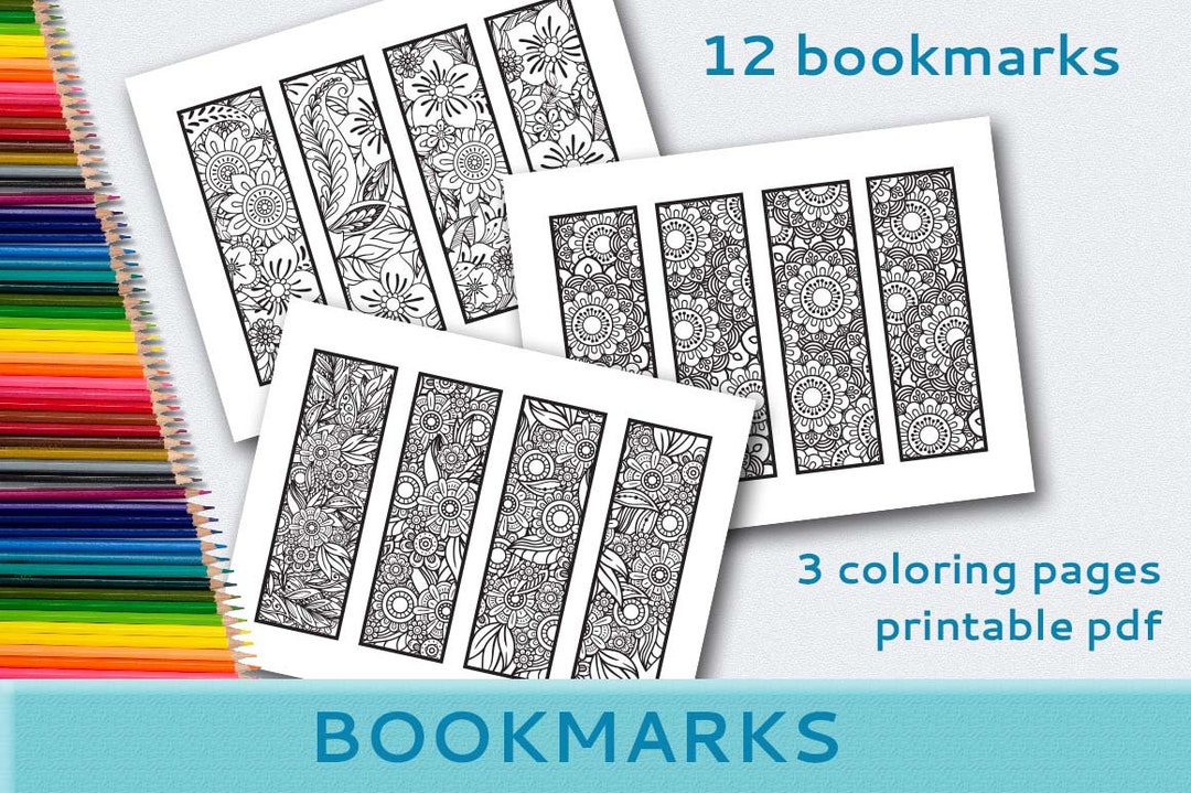 Bookmarks Printable Coloring Pages, Instant Download PDF - Etsy