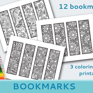 Bookmarks Printable Coloring Pages, Instant Download PDF