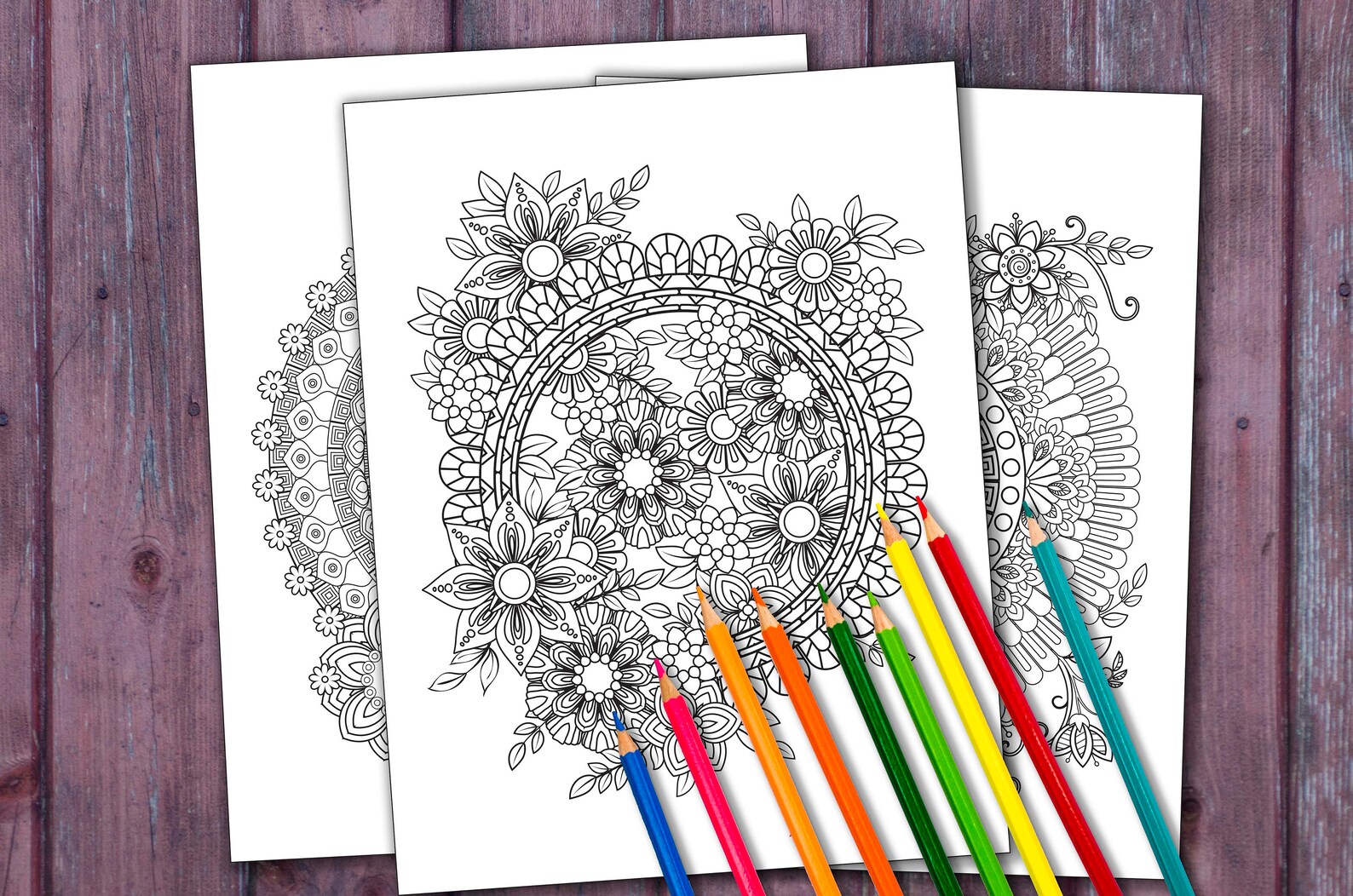 Floral Mandala Coloring Pages for Adults 5 Printable Coloring Pages