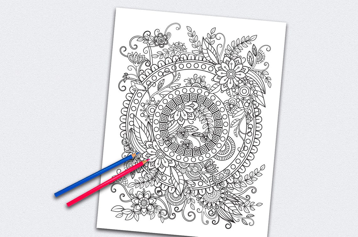 Floral Mandalas Coloring Pages for Adults 5 Printable Coloring | Etsy