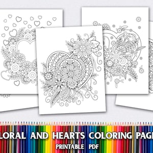 Heart Mandala Coloring Pages, Mothers Day Coloring Pages, Floral Coloring Pages.