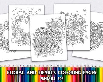 Heart Mandala Coloring Pages, Mothers Day Coloring Pages, Floral Coloring Pages.