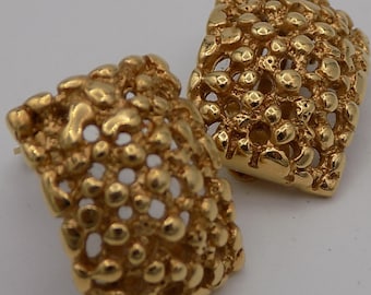 EARRINGS, Vintage Clips/Gold Metal/Art Deco/Vintage/Gift/Paris Vintage, 80s A very good gift idea