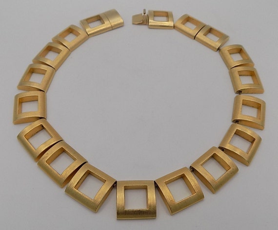 HELENA RUBINSTEIN,Golden brass necklace, square s… - image 1