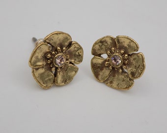 Boucles d'Oreilles Puce, Vintage/Plaqué or en forme de fleur/Art Déco/B.O/Vintage/Cadeau/Paris Vintage,ANNÉE 1980