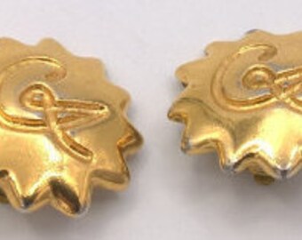 CHRISTIAN LACROIX,Boucles d'Oreilles Clip,Plaqué Or,Signé LACROIX,B.O Vintage,Cadeau Vintage,bijou vintage,cadeau femme,cadeau fille, femme