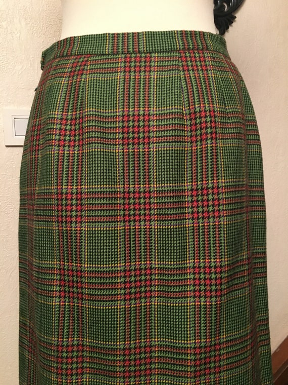 CÉLINE,Women's skirt,Green Checked Tweed,Made In … - image 2