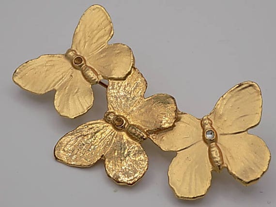 AURIÈGE, Vintage brooch, three butterflies, luxury