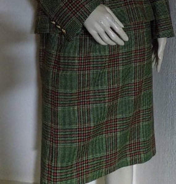 CÉLINE,Women's skirt,Green Checked Tweed,Made In … - image 4