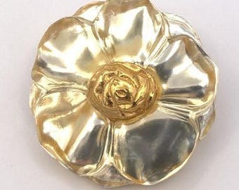 Broche KENZO,Broche Vintage,Fleur de lucite jaune,Broche pendentif,Cadeau Saint Valentin,broche femme,broche fille,cadeau femme,bijoux femme