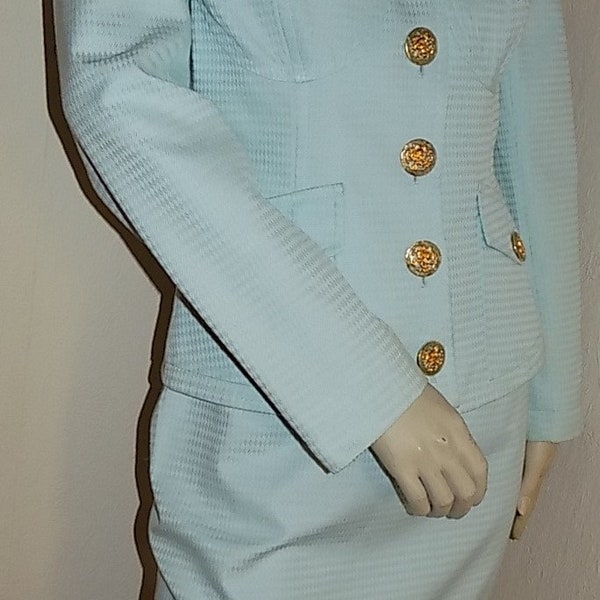 CHRISTIAN LACROIX,Tailleur Femme,couleur bleu ciel,Made In FRANCE,vêtements Vintage,Cadeau Vintage,tailleur vintage,cadeau femme